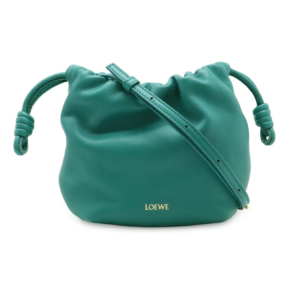 Loewe Flamenco Purse Jade Collection Shoulder Bag Drawstring Leather Green